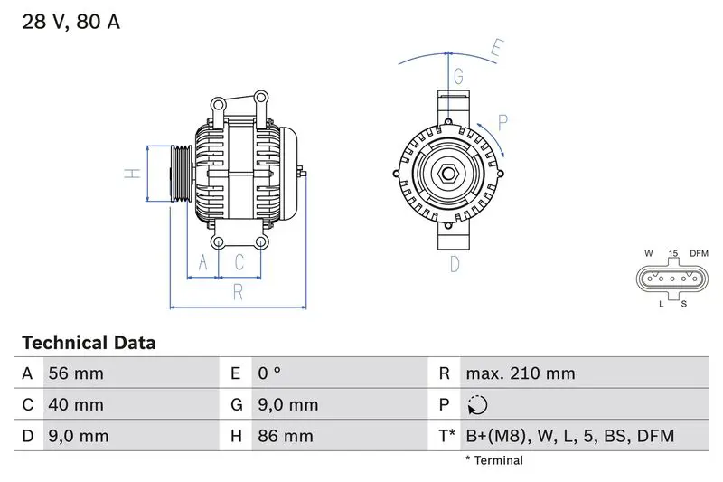 0 986 049 320 Генератор 28V/82A,