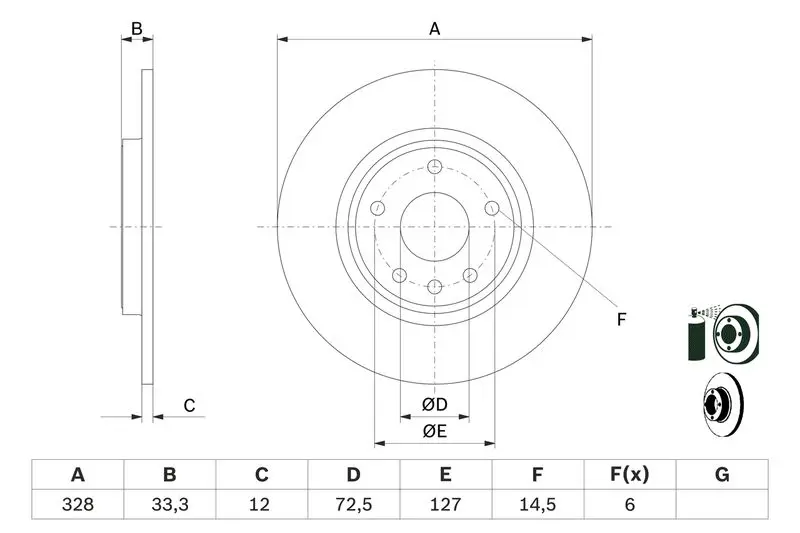 BOSCH 0986479E57 Диск тормозной