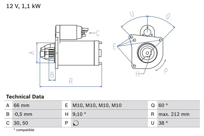 BOSCH 0986016400 Стартер
