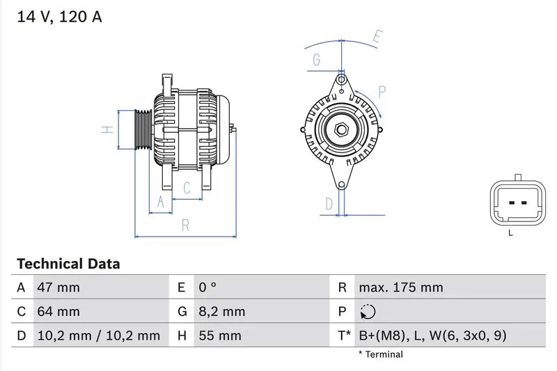 0 986 049 650 ГЕНЕРАТОР 14V, 120A