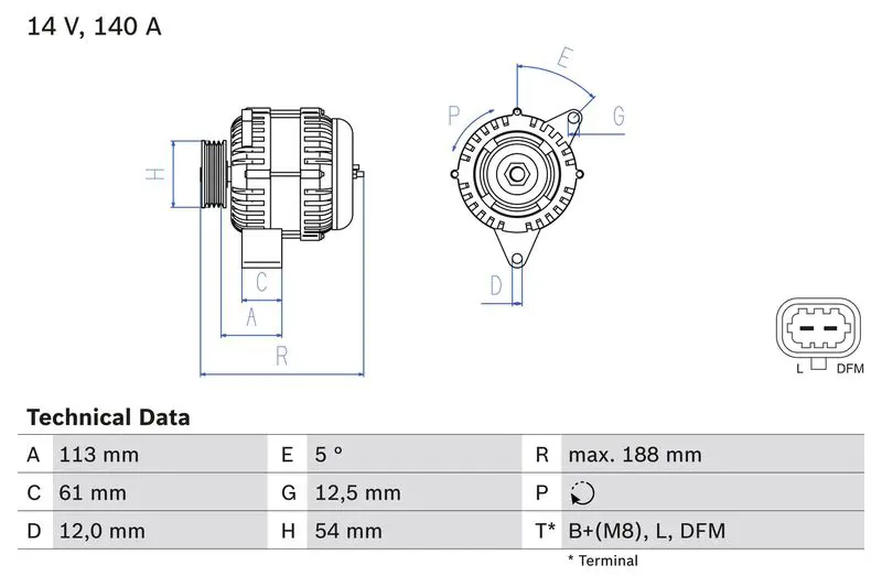 BOSCH 0986080380 Генератор
