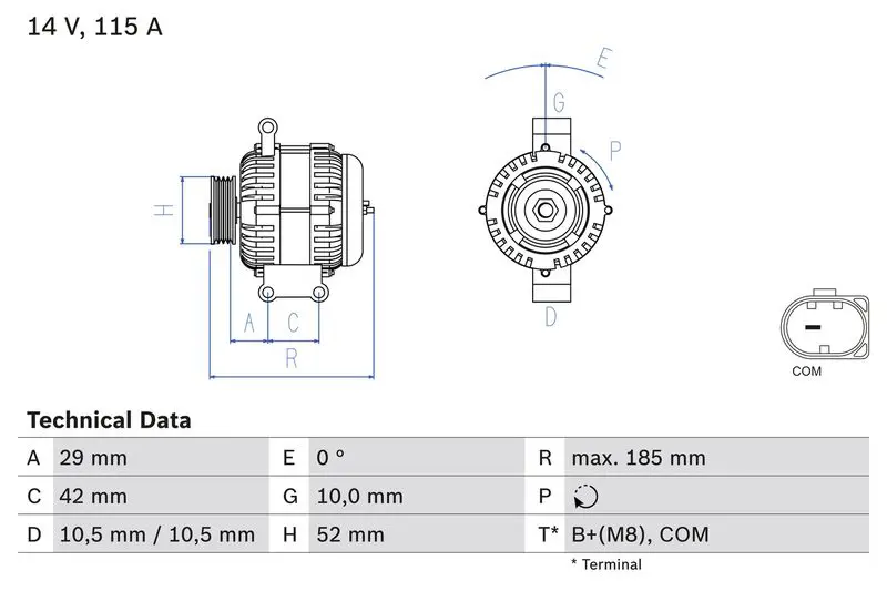 BOSCH 0986081040 ГЕНЕРАТОР 14V, 115A