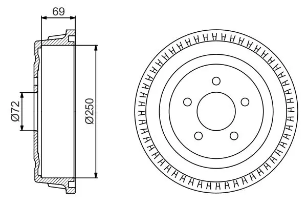 BOSCH 0986477185 Тормозный барабан