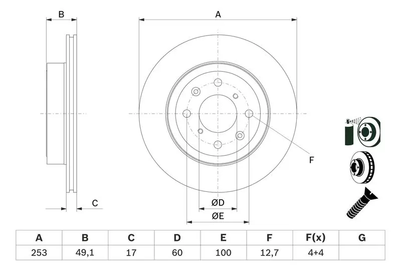 BOSCH 0986479E75 Тормозной диск