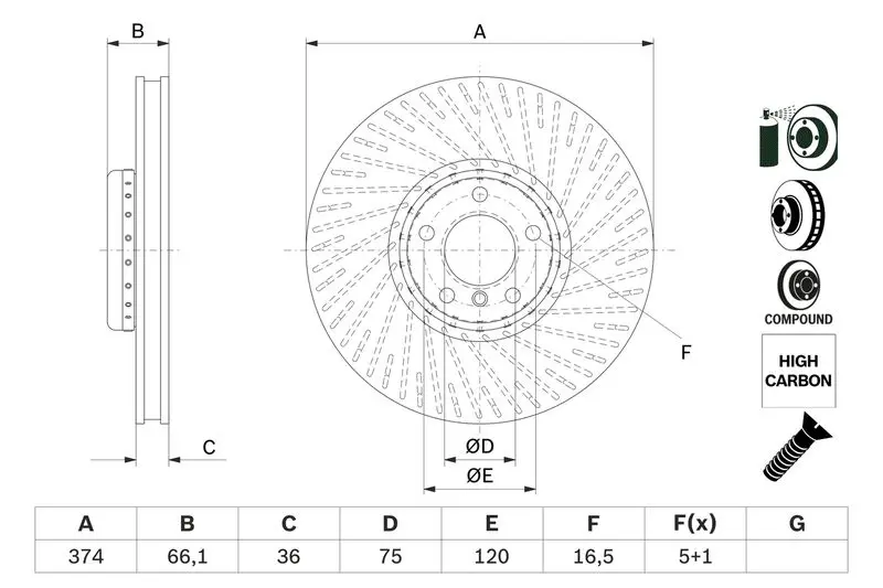 BOSCH 0986479E63 Тормозной диск