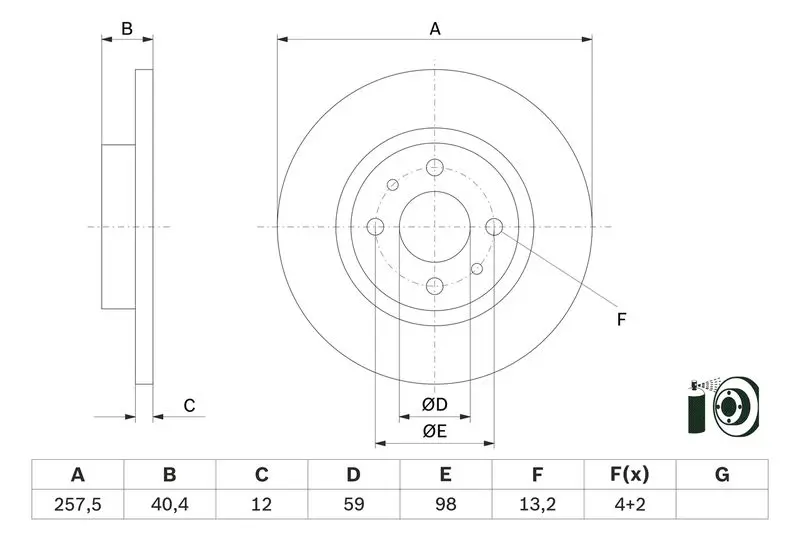 BOSCH 0986479E65 Тормозной диск