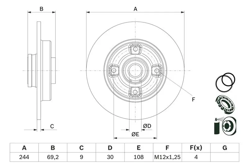 BOSCH 0986479F74 Тормозной диск