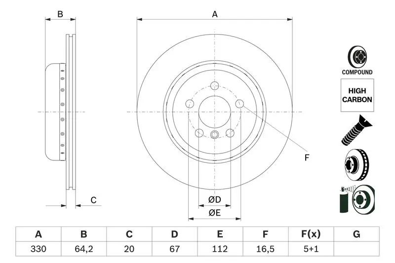 BOSCH 0986479G15 Тормозной диск