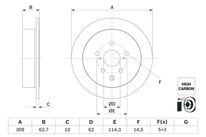 BOSCH 0986479G61 Тормозной диск