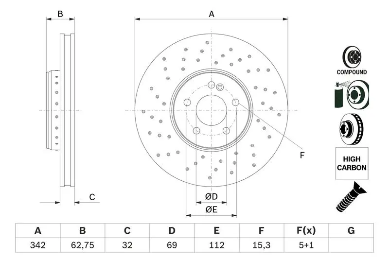 BOSCH 0986479G40 Тормозной диск