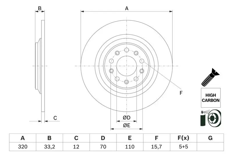 BOSCH 0986479G74 Тормозной диск