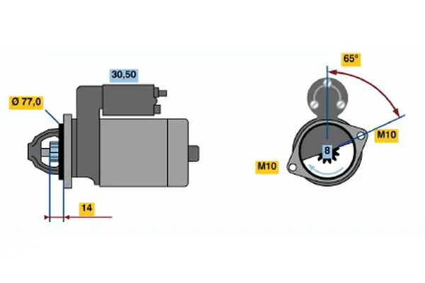 BOSCH 0986017721 СТАРТЕР 12V, 0.9KW