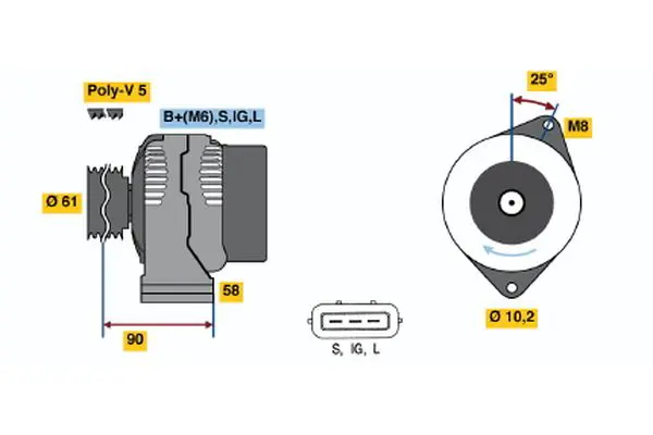 0 986 043 051 Alternator