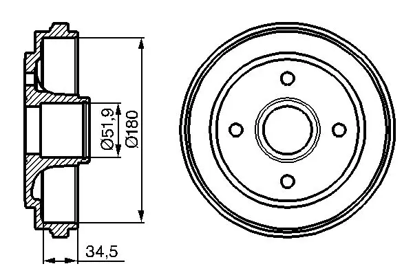 BOSCH 0986477128 Brake drum
