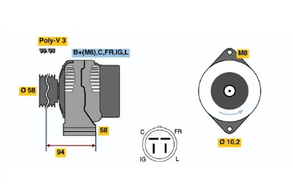 BOSCH 0986038551 ГЕНЕРАТОР