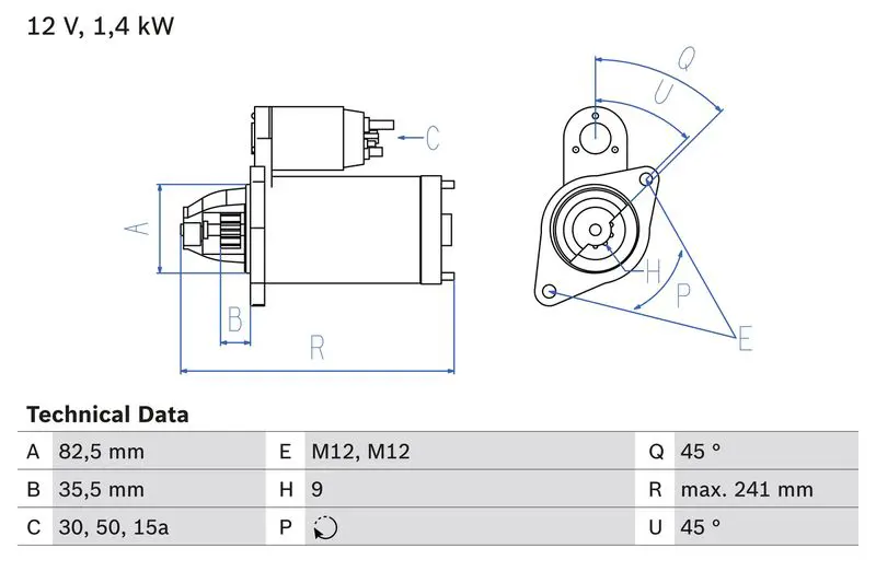 BOSCH 0986013600 СТАРТЕР 12V, 1.4KW