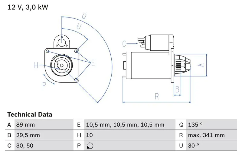 0 986 017 750 СТАРТЕР 12V, 3KW