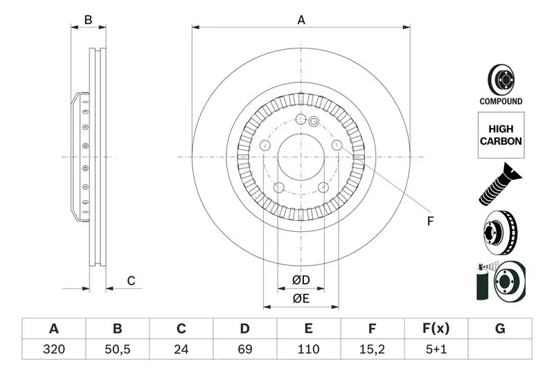 BOSCH 0986479H39 Тормозной диск