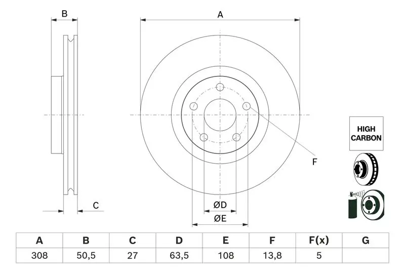 BOSCH 0986479H51 Тормозной диск