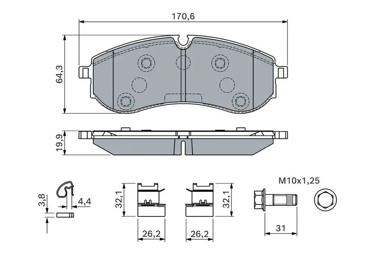 BOSCH 0986460115 Комплект тормозных колодок,