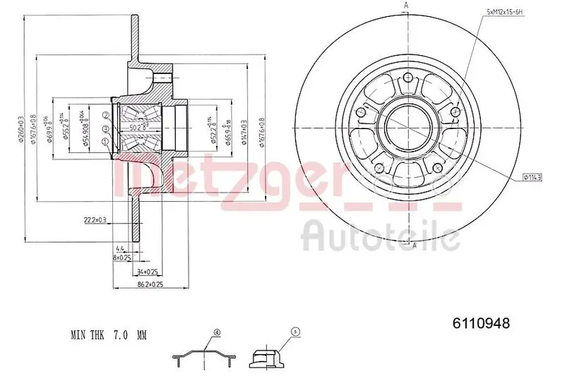 METZGER 6110948 Тормозной диск