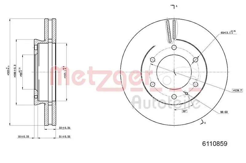 METZGER 6110859 Тормозной диск
