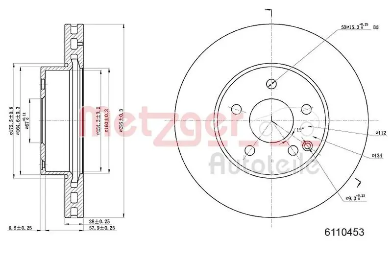 METZGER 6110453 Тормозной диск