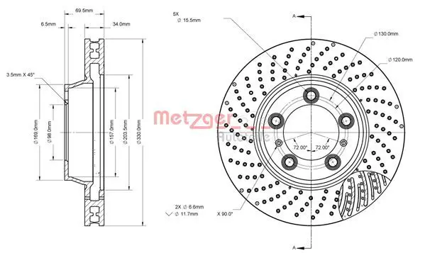 METZGER 6110881 Тормозной диск