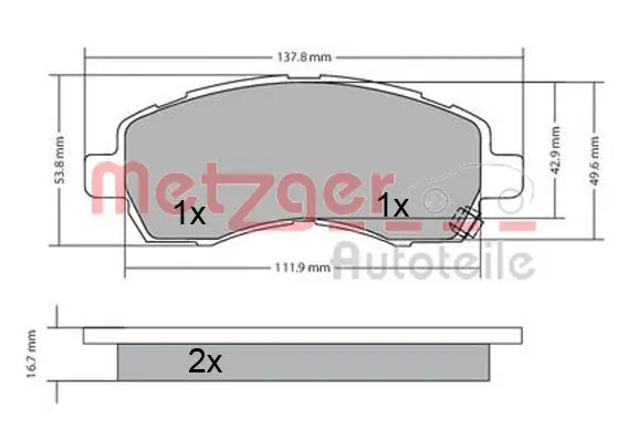 METZGER 1170607 Комплект тормозных колодок,