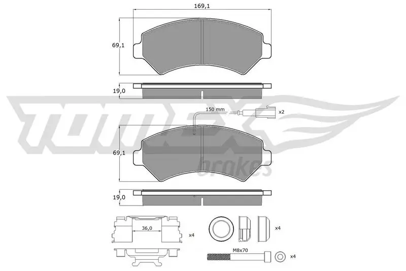 TOMEX Brakes TX14401 Комплект тормозных колодок,