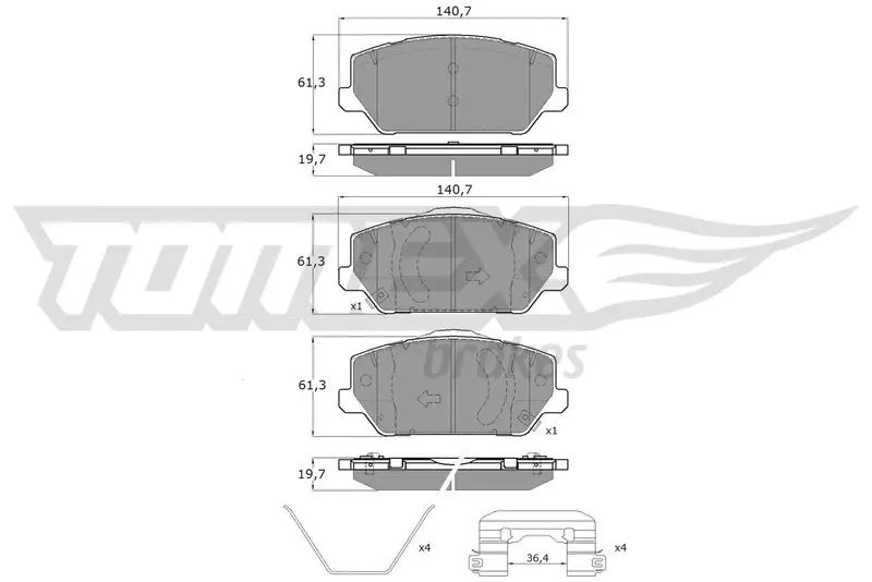 TOMEX Brakes TX1960 Комплект тормозных колодок,