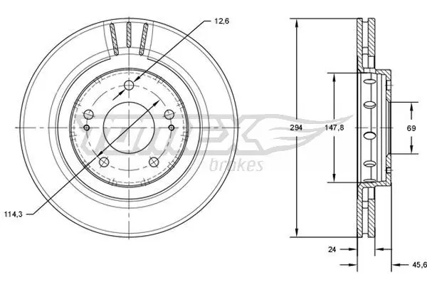 TOMEX Brakes TX7174 Тормозной диск
