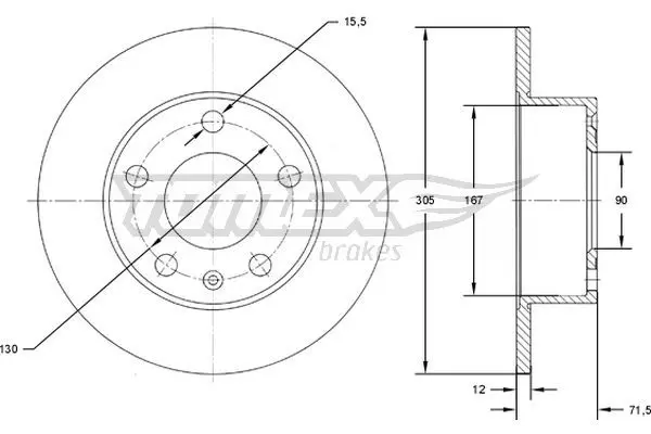 TOMEX Brakes TX7176 Тормозной диск