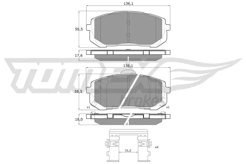 TOMEX Brakes TX6037 BREMSBELAGSATZ, SCHEIBENBREMSE