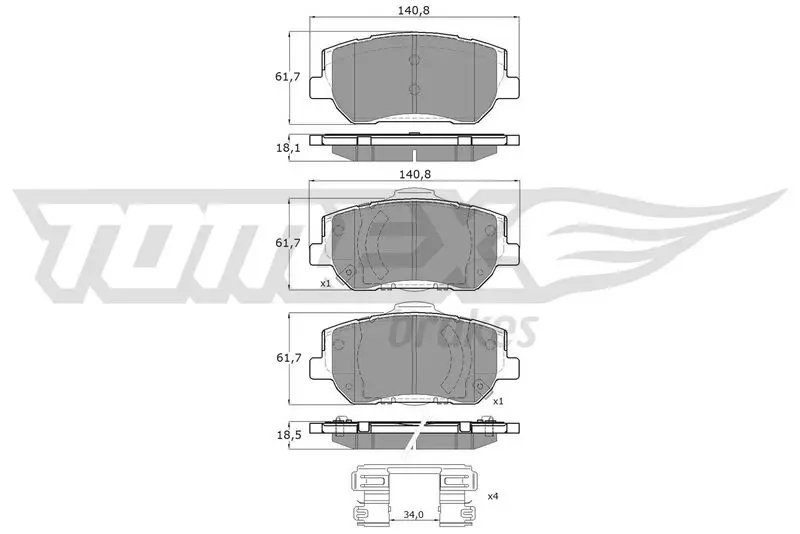 TOMEX Brakes TX6045 Комплект тормозных колодок,