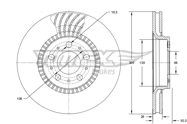 TOMEX Brakes TX7413 BREMSSCHEIBE