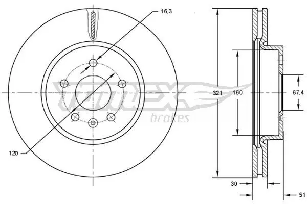 TOMEX Brakes TX7255 Тормозной диск