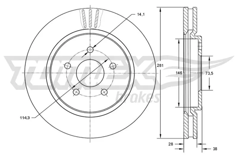 TX 72-16 TOMEX Brakes Тормозной диск
