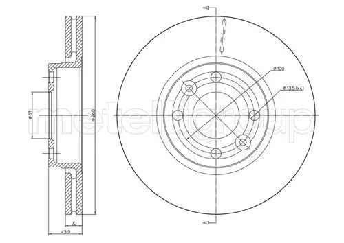 Metelli 230641C Диск тормозной передний