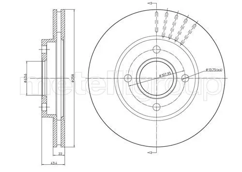 METELLI 230476C Диск тормозной передний