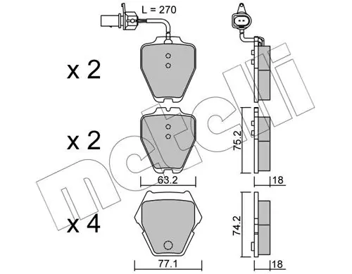 Metelli 2207741 Колодки тормозные
