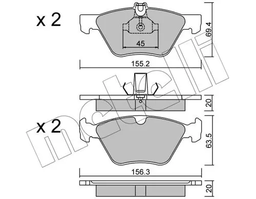 Metelli 2202520 Колодки тормозные передние