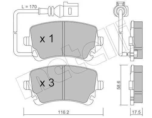 Metelli 2205540 Колодки тормозные задние