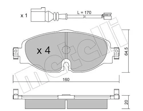 Metelli 2209500K Колодки тормозные передние