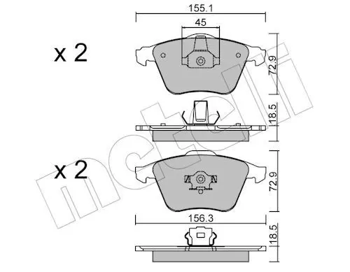 Metelli 2205493 Комплект тормозных колодок