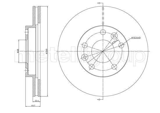 Metelli 231288C Диск тормозной передний