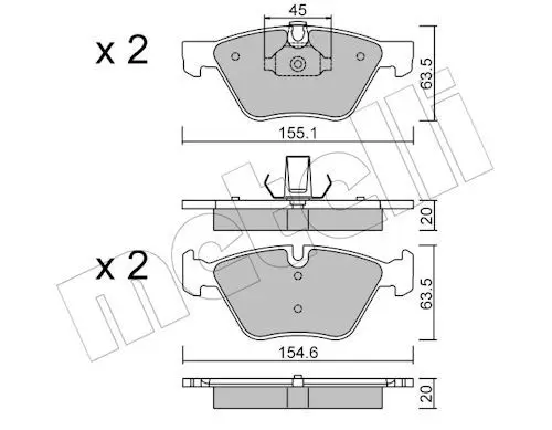 22-0557-3 METELLI Комплект тормозных колодок
