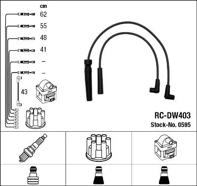 NGK 0595 Комплект в/в проводов RC-DW403