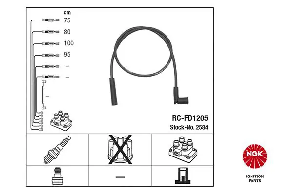 NGK 2584 Провод высоковольтный FORD