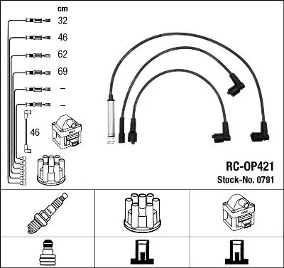 NGK 0791 Комплект в/в проводов RC-OP421